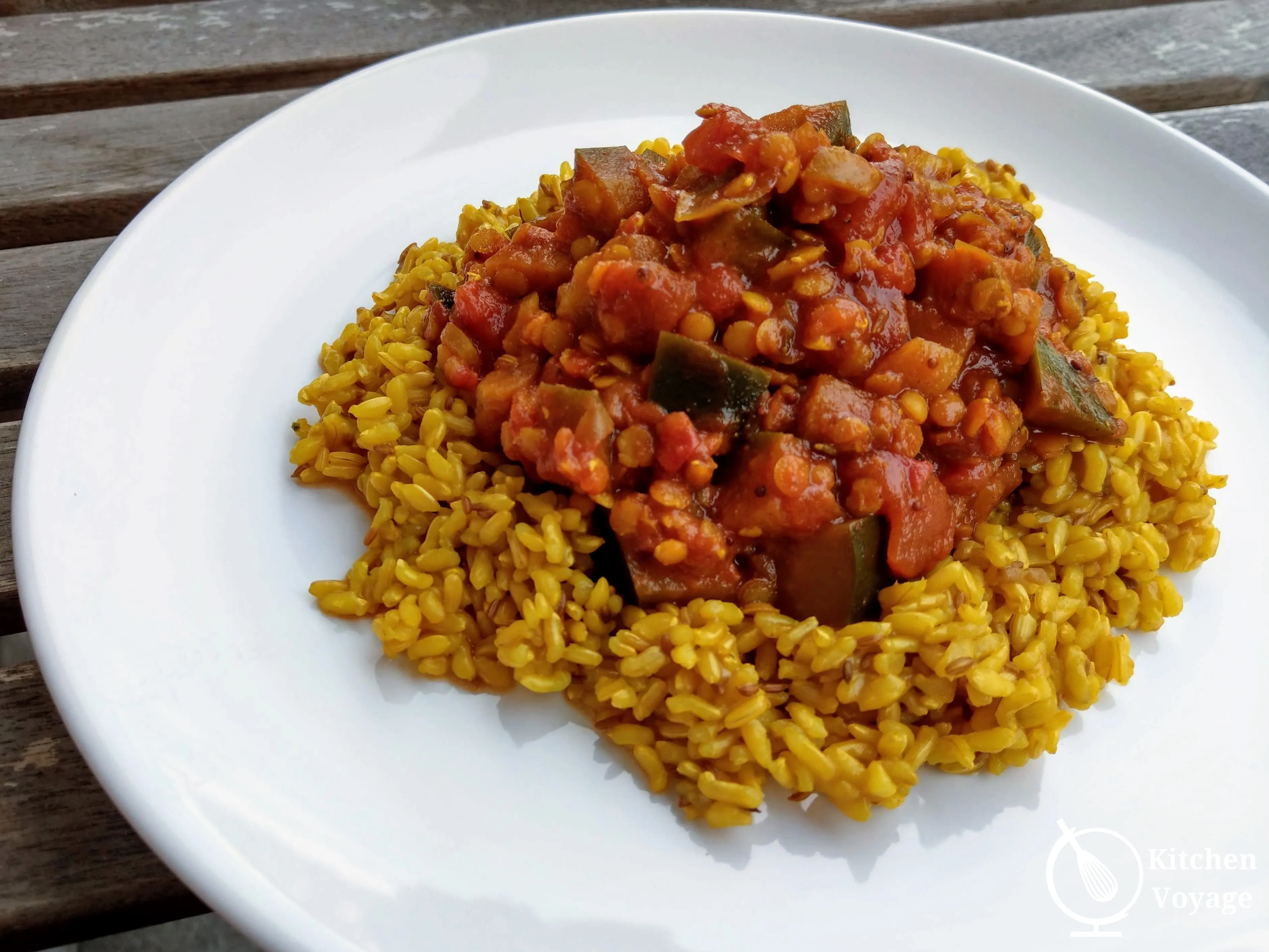 Aubergine and Red Lentil Curry