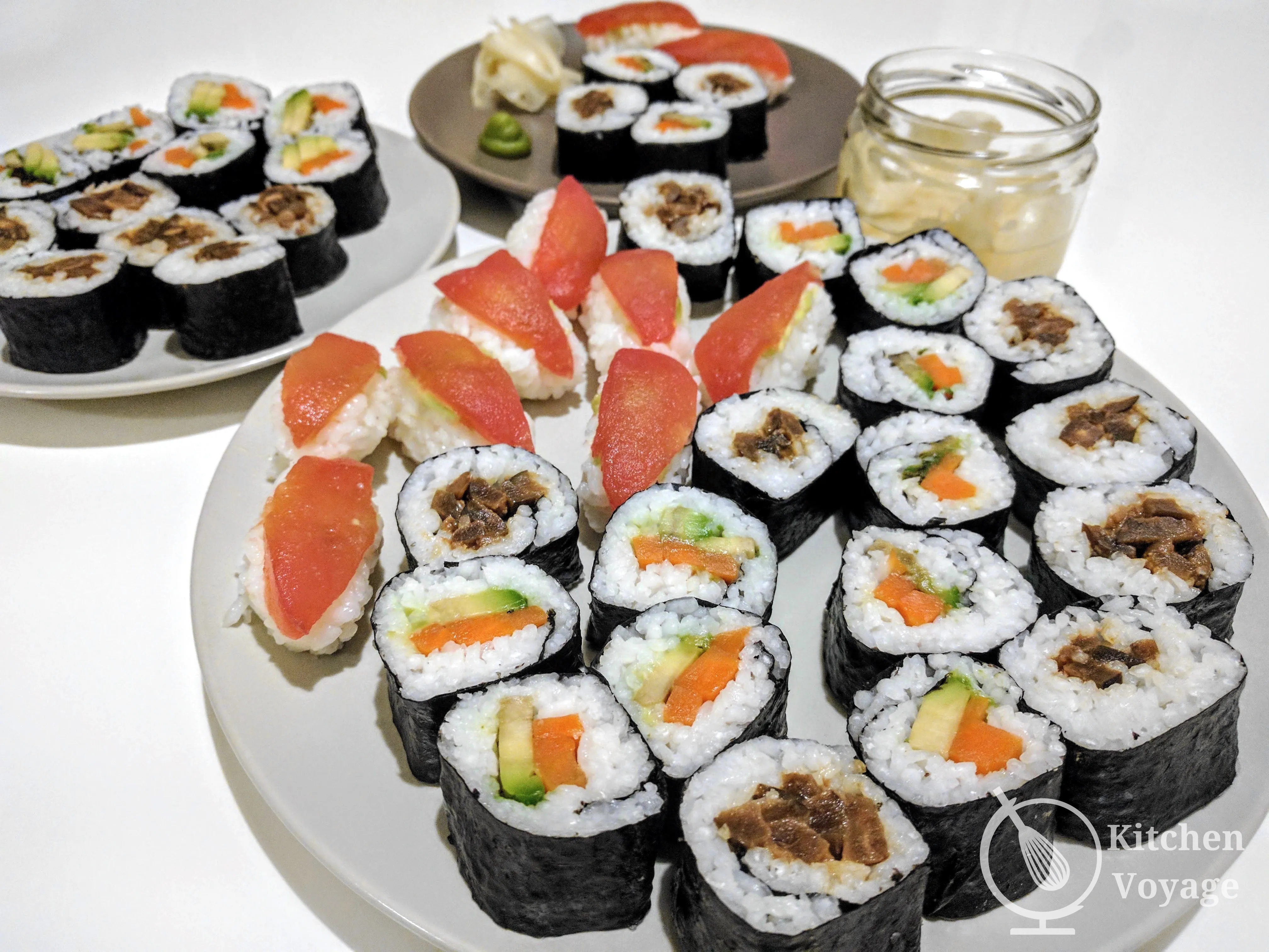 Vegetable Sushi Rolls and Nigiri